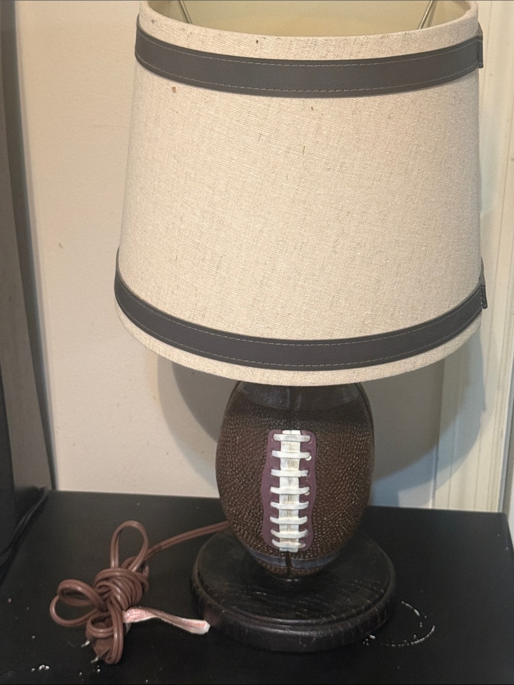 Football Table Lamp with Beige Shade